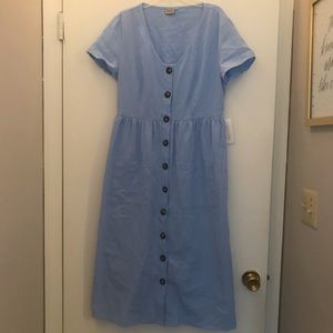NWT Blue Button-Down Midi Dress
